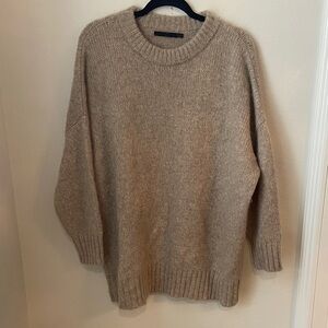 Jenni Kayne Oversized Alpaca Blend Crewneck Sweater Taupe